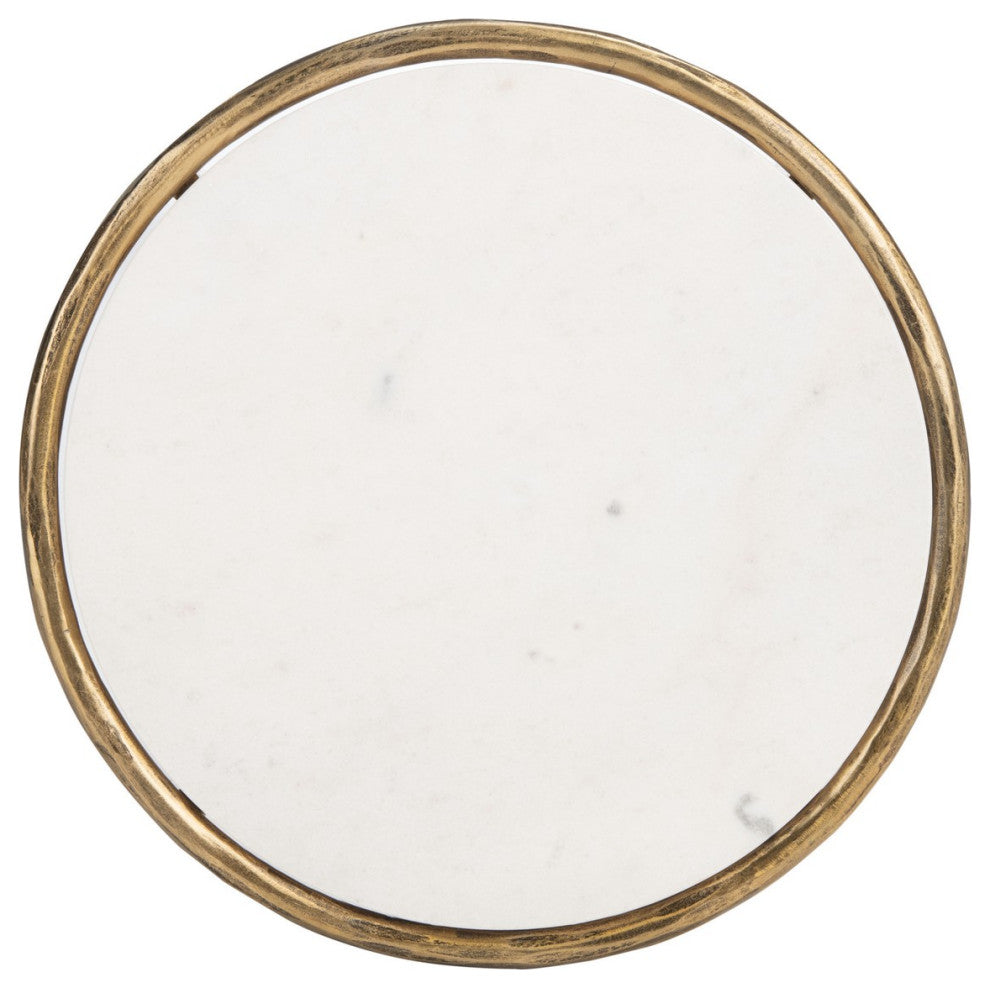 Safavieh Couture Jessa Forged Metal Round End Table, Brass/White