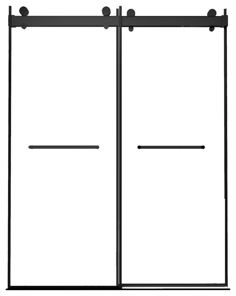 60 in. W x 79" H Double Sliding Frameless Shower Door, Matte Black