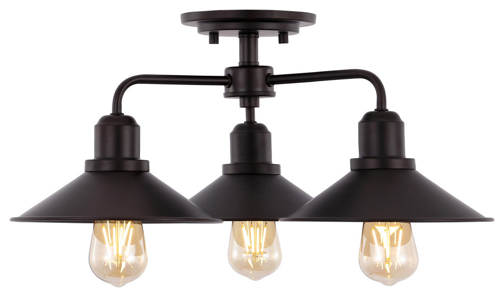 Calvin 18.5" 3-Light Iron LED Pendant, Oil Rubbed Bronze