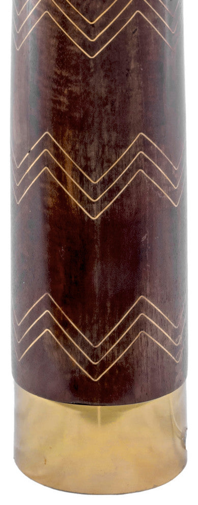 Nuloom Aria Chevron Wood and Iron Aluminium Shade Table Lamp, 26"