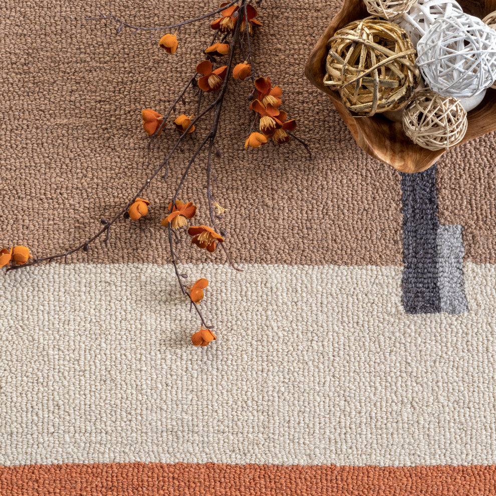 Nuloom Cori Wool Abstract Contemporary Area Rug, Peach 5'x8'