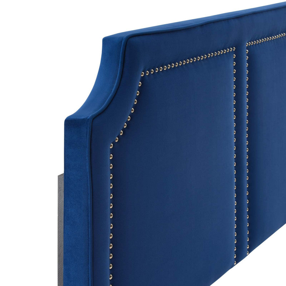 Cynthia Performance Velvet Full/Queen Headboard, Navy