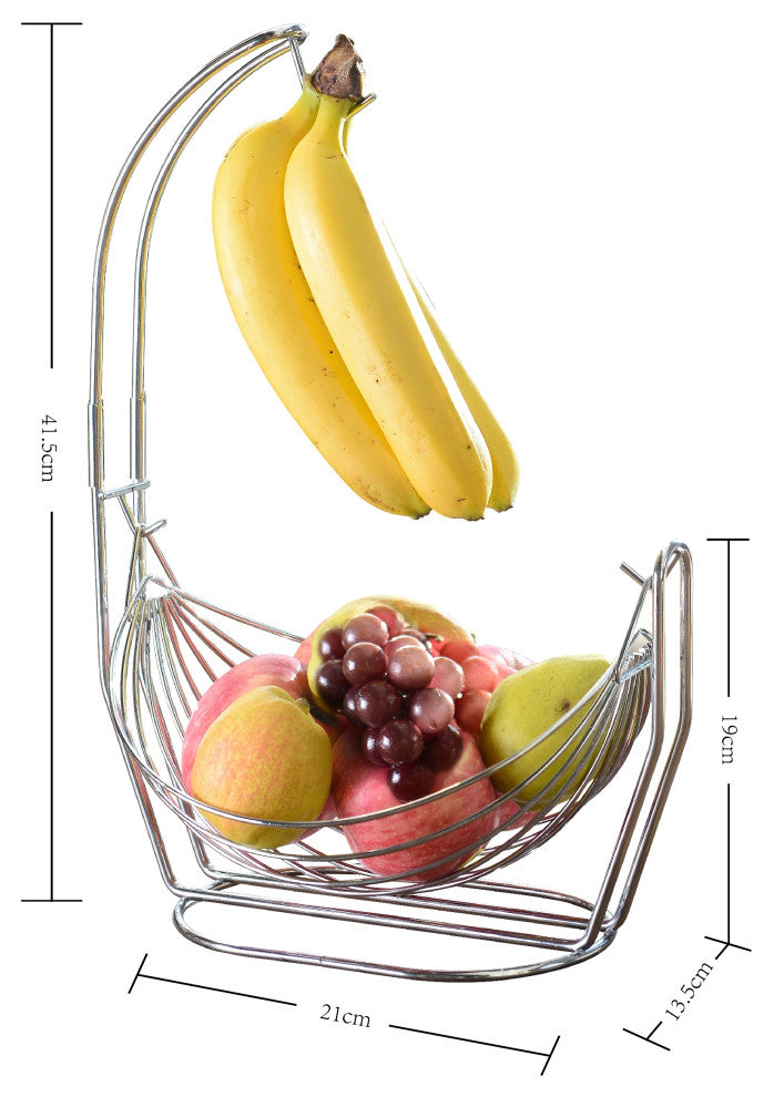 Jiallo Fruit basket with Banana Hanger, Silver