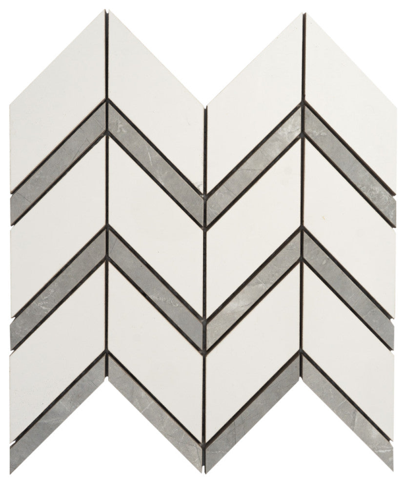 Chevron 11.8"x11.8" Herringbone Gray Porcelain Wall & Floor Mosaic Tile