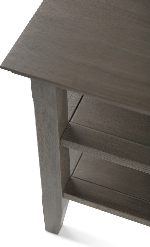 Acadian Solid Wood 19" Square Rustic End Table, Farmhouse Gray