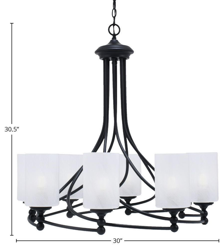 Capri 8-Light Chandelier, Matte Black/White Marble