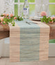 Shimmering Table Runner With Banded Design, Turquoise