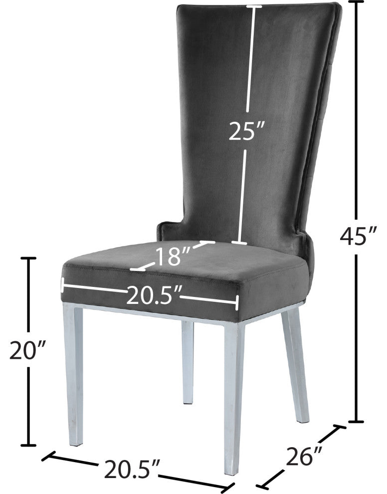 Serafina Velvet Dining Chair (Set of 2), Gray