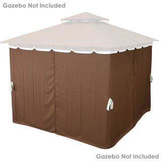 Sunnydaze 10'x10' Gazebo 4-Piece Polyester Sidewall Set, Brown