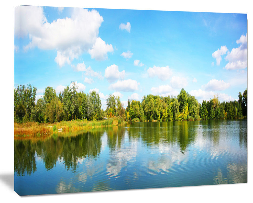 Spring Lake Panorama, Landscape Canvas Art Print, 40"x30"