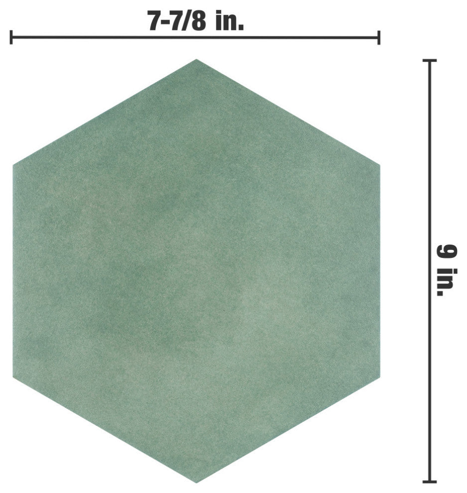 Matter Hex Green Porcelain Floor and Wall Tile