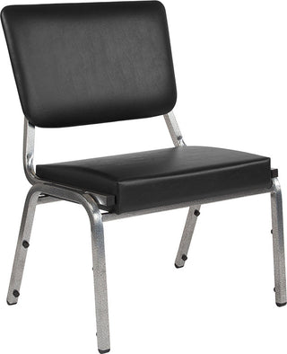 Black Antimicrobial Vinyl Bariatric Chair With Panel Back and Silver Vein Frame