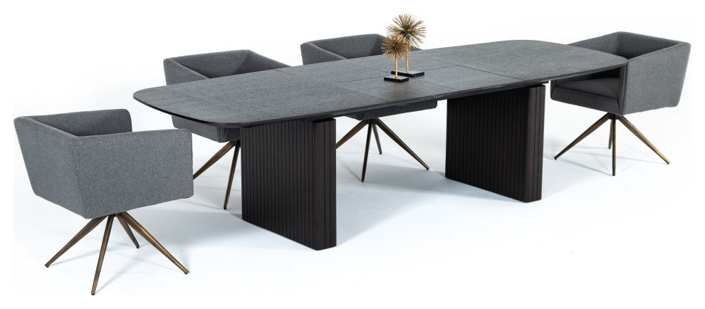 Modrest Calhoun Modern Smoked Oak Extendable Dining Table