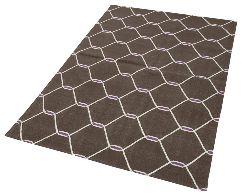 Rug N Carpet - Handmade Wool 3' 7'' x 5' 7'' Geometric Dhurrie Kilim Rug