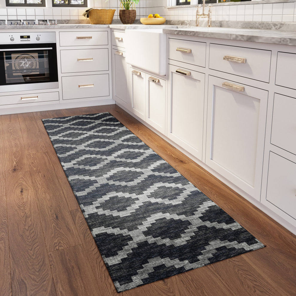 Indoor/Outdoor Sedona SN9 Midnight Machine Washable 2'3" x 12' Runner Rug