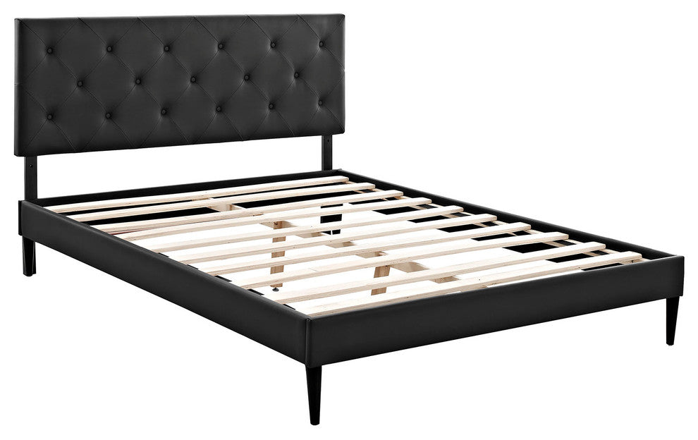 Modway Terisa King Vinyl Platform Bed With Round Tapered Legs, Black