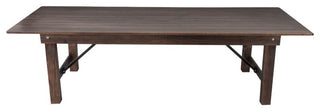 HERCULES Series 9' x 40" Rectangular Solid Pine Folding Farm Table, Mahogany