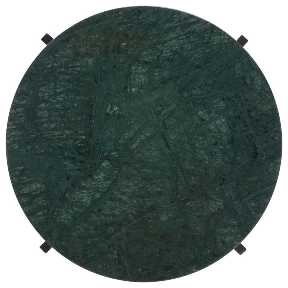 Safavieh Evrynne Round Accent Table, Green Marble/Black
