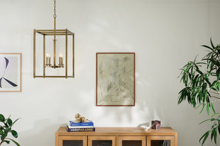 Crosby 31" 4-Light Foyer Pendant With Clear Glass, Natural Brass