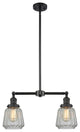 2-Light Small Bell 22" Chandelier, Matte Black, Glass: Clear