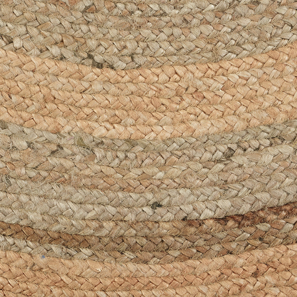 Two Toned Organic Jute Area Rug, 6' Round