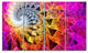 Colorful Spiral Kaleidoscope, Abstract Wall Art Canvas, 48"x28", 4 Panels