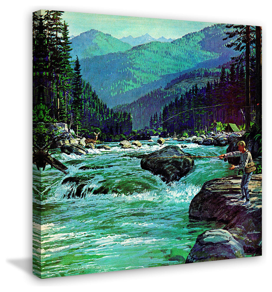 "Fly Fishing" Painting Print on Wrapped Canvas