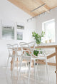 Stackable Molded Plastic Dining Chair With Arms Kitchen Outdoor Modern Set of 2, White