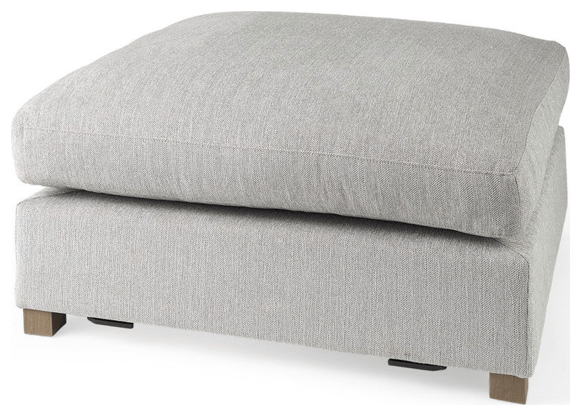39" Light Gray Polyester And Brown Cocktail Ottoman