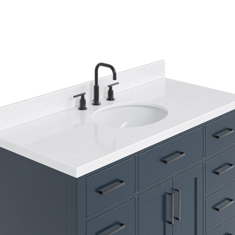 Ariel Hepburn 48"  Single Oval Sink Vanity, Carrara Quartz