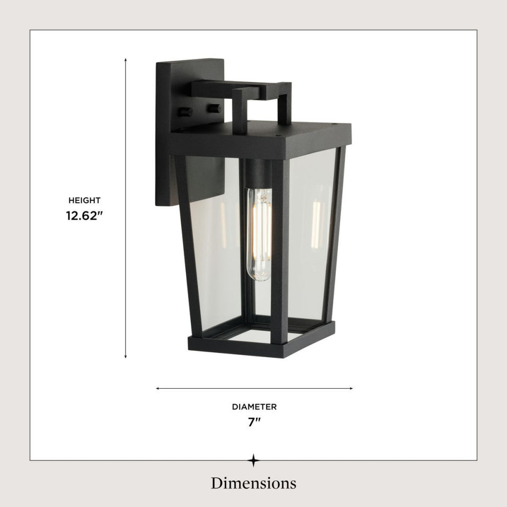 Tryon One-Light Black New Traditional Outdoor Wall Lantern, 7x7x12.62"