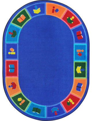 Kid Essentials Rug, Library Blocks, 5'4"x7'8" Oval