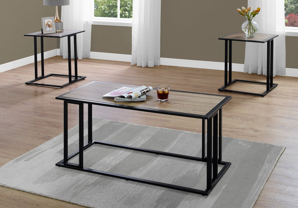 Dark Taupe Black Metal Table Set 3Pcs Set