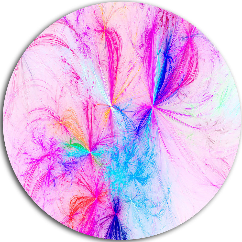Christmas Fireworks Pink, Digital Art Round Wall Art, 11"