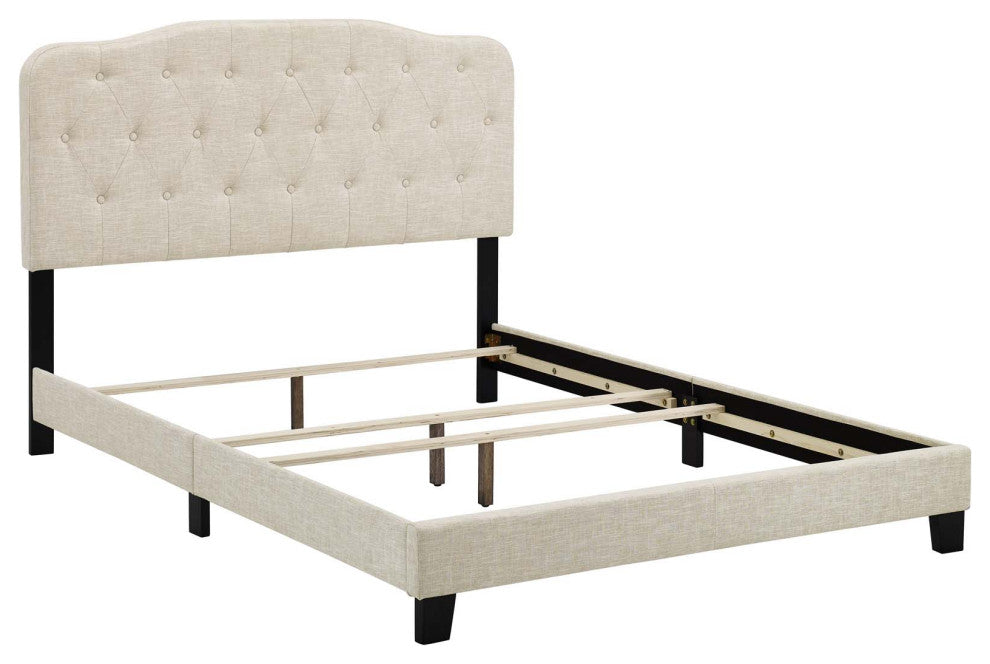 Beige Amelia Full Upholstered Fabric Bed