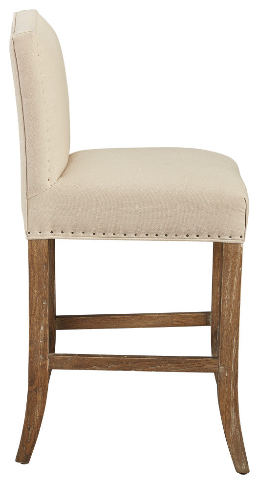 Brickell Oak Traditional Counter Stool with Nailhead Accents