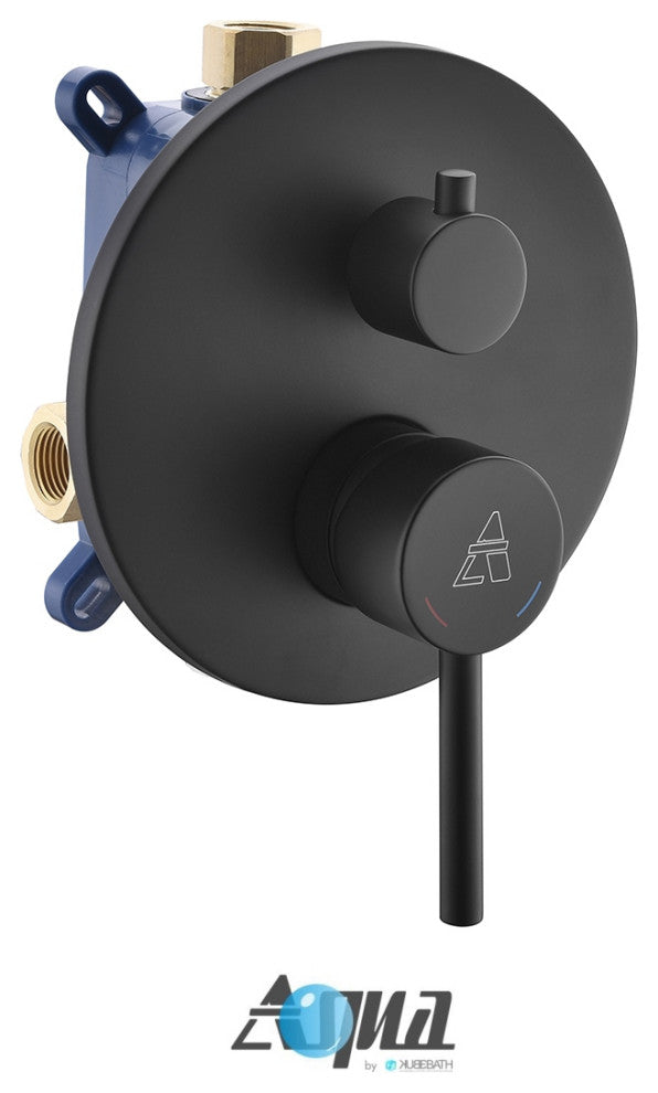 Rondo Matte Black 2-Way Rough-In Shower Valve, Cover Plate, Handle, Diverter