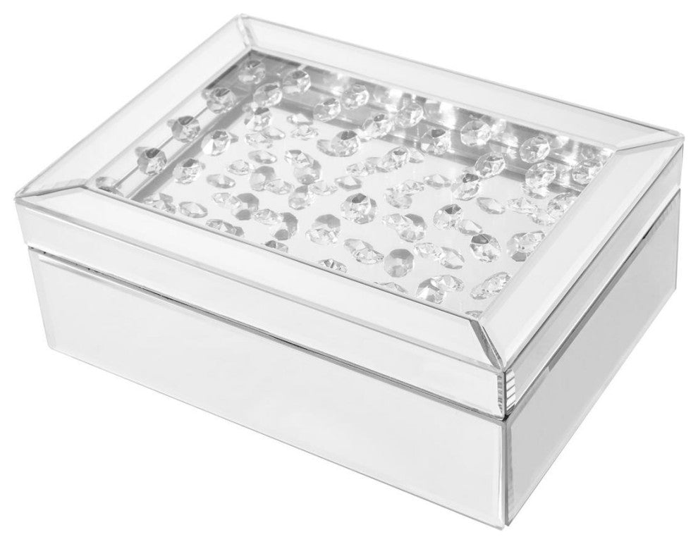 Sparkle 10" Contemporary Crystal Jewelry Box In Clear