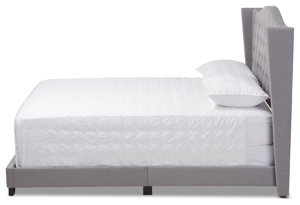 Sanni Contemporary Upholstered Bed, Gray, King