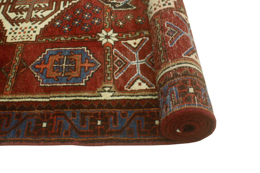 Fine Vintage Distressed Sayagul Red/Ivory Runner, 3'6 x 9'10