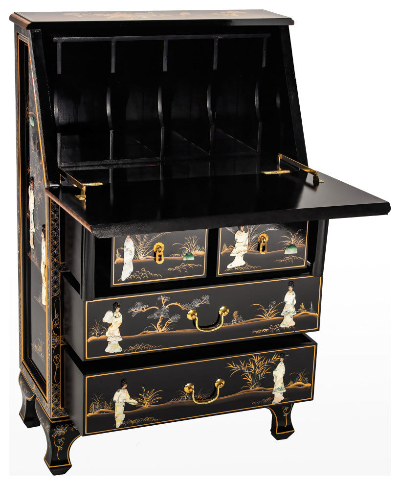 Black Lacquer Secretary Desk Royal Ladies