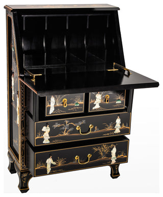 Black Lacquer Secretary Desk Royal Ladies
