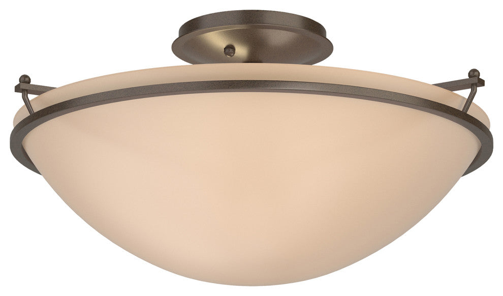Plain Large Semi-Flush, Bronze Finish, Sand Glass