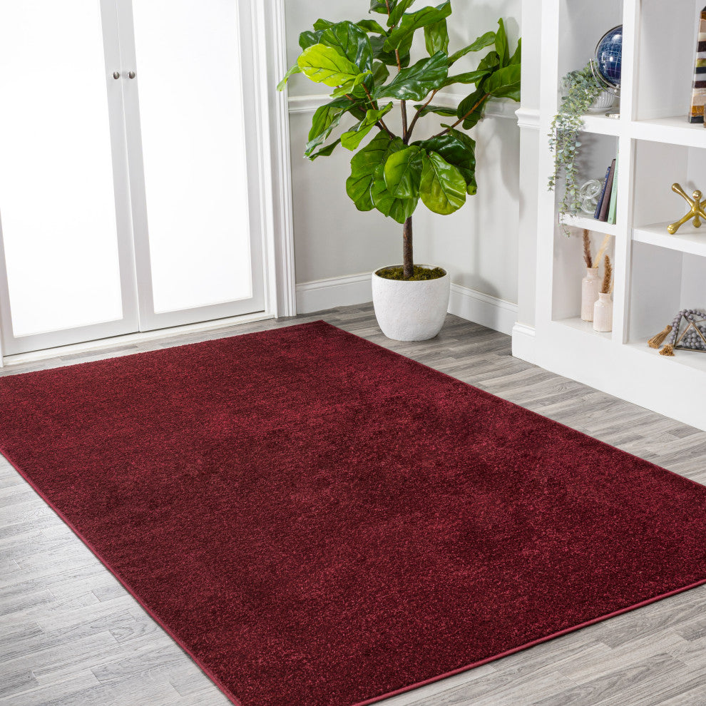 Haze Solid Low-Pile Dark Red 12 ft. x 15 ft. Area Rug