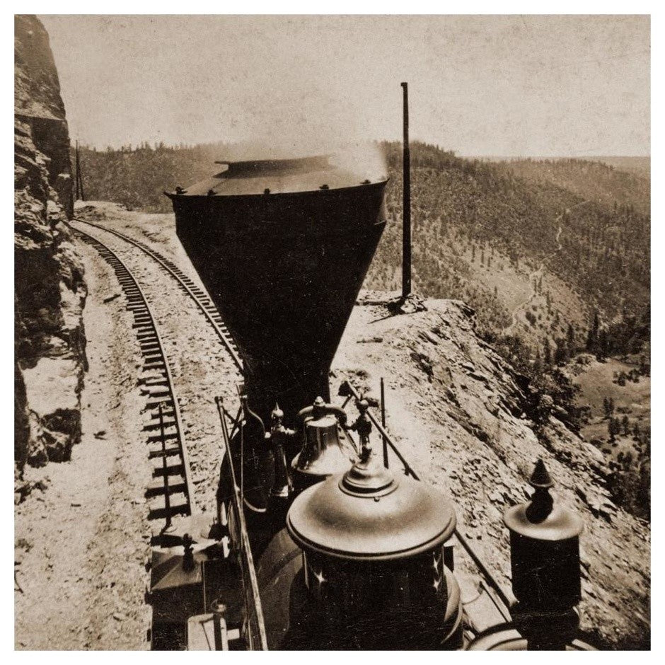 "Rounding Cape Horn, Road to Iowa Hill, 1866-1869" Paper Art, 20"x20"
