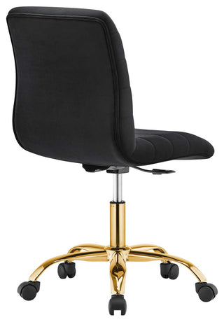 Ripple Armless Performance Velvet Office Chair, Gold Black