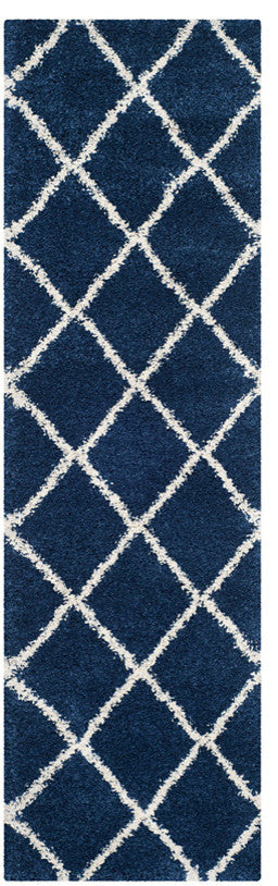 Safavieh Hudson Shag Sgh281C Shag Rug, Navy/Ivory, 5'0"x5'0" Square