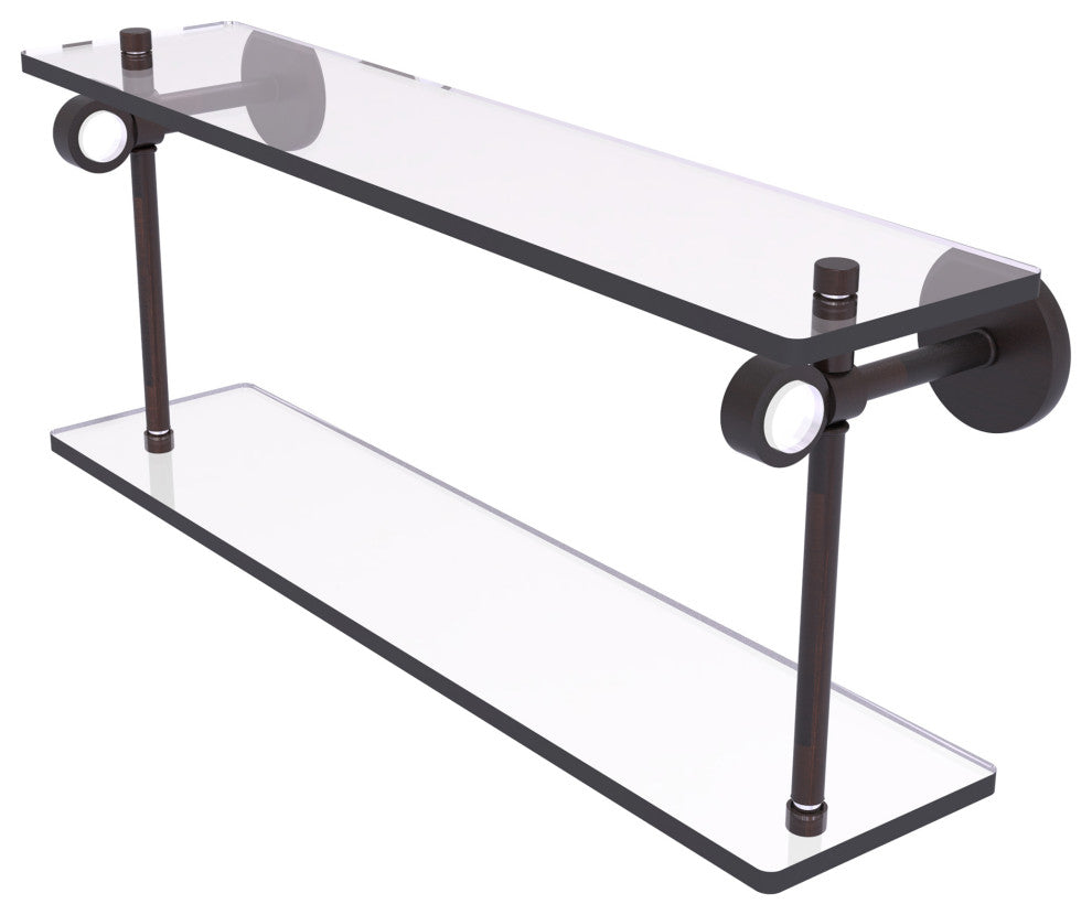 Clearview 22" Two Tiered Glass Shelf, Venetian Bronze