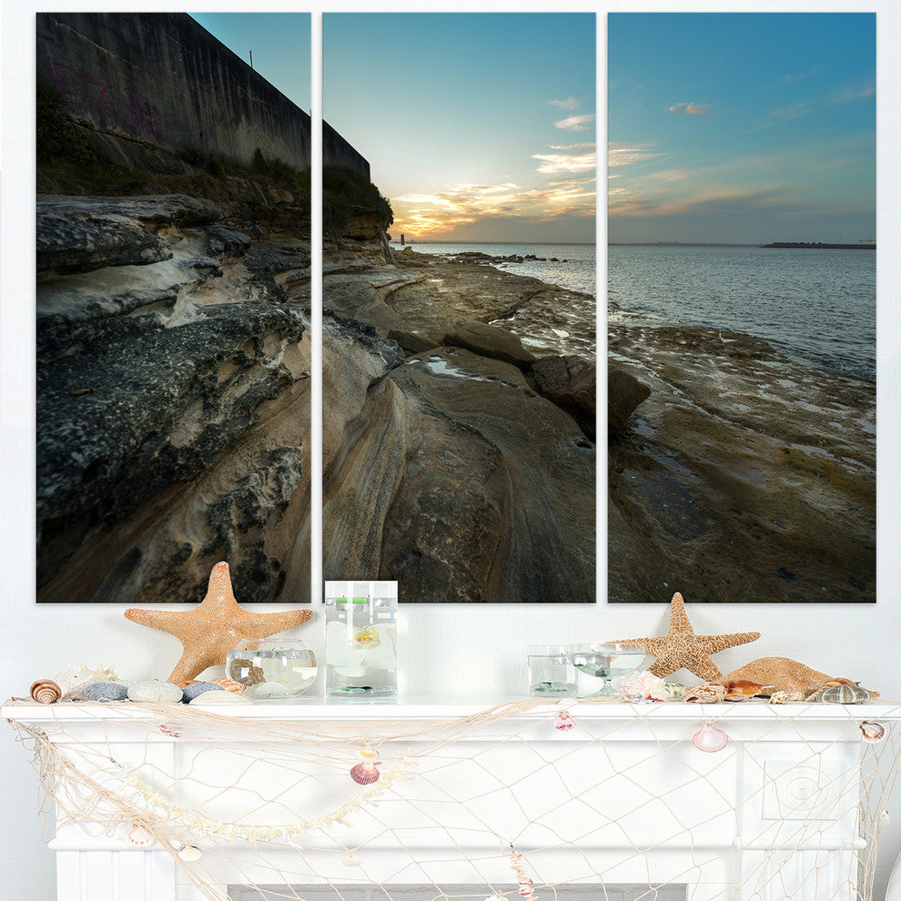"Rocky Sydney Beach View" Canvas Wall Art, 3 Panels, 36"x28"