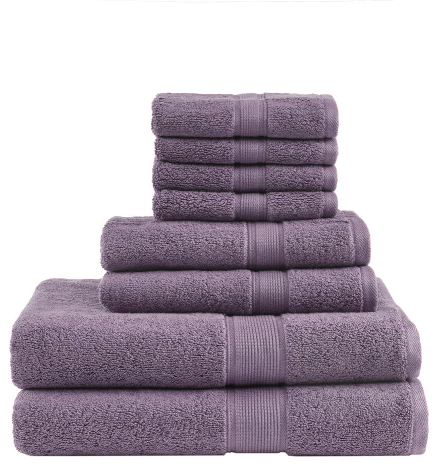 Madison Park Signature 800GSM Antibacterial 8-Piece Bathroom Towel Set, Purple